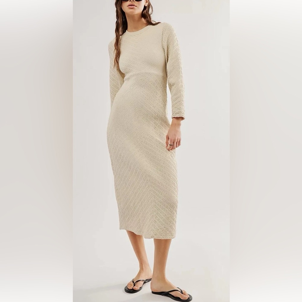 NWT Free People Gabby dress size xsmall/small oversized cream long sleeve open